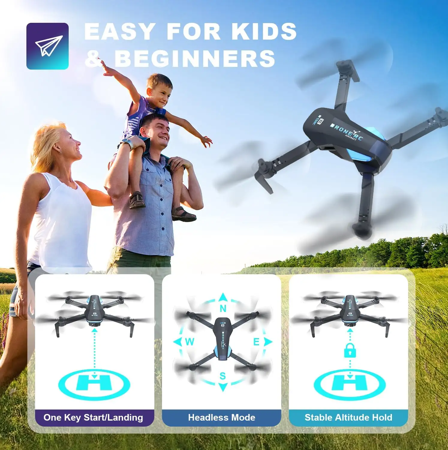 TENSSENX Drone with Camera, 1080P HD FPV Foldable RC Quadcopter with 90° Adjustable Lens - 71 picjdl._ac_sl1500_